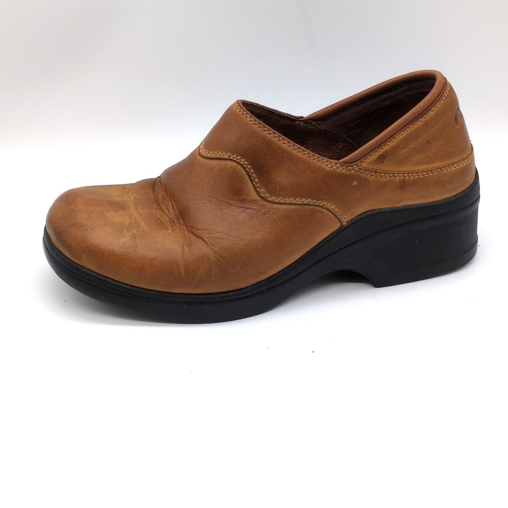 Cabela's Shoes Womens Brown 8 Leather Clog Walking Loafer Work Slip On 82-3813